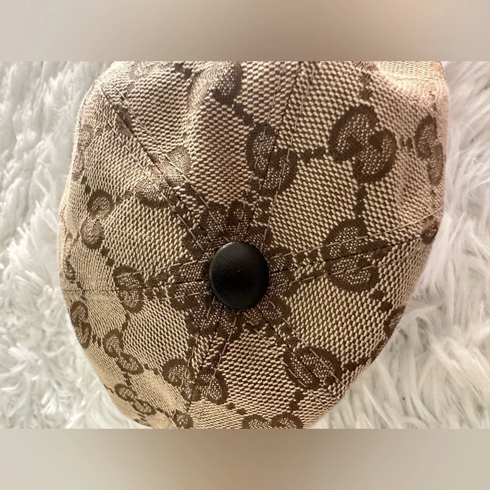 GUCCI Children Kids GG Cap Beige‎ Blue Monogram Canvas Baseball Hat small